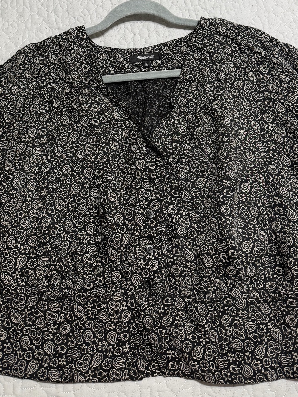 Black Paisley-Print women’s blouse